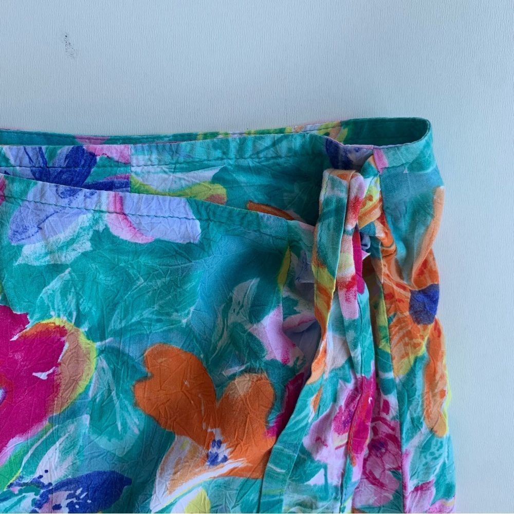 Jams World Tiger Lily Hawaiian Floral True Wrap Skirt Sz Small Adjustable Rayon - Picture 7 of 10